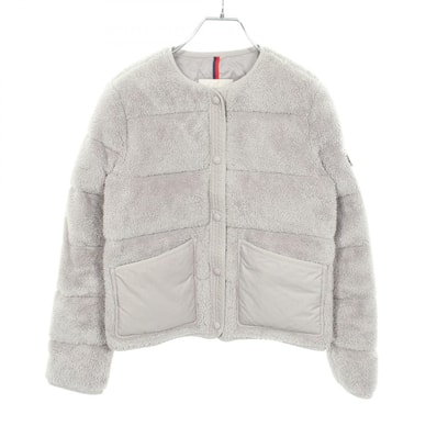 モンクレール MONCLER FLOYRAC ボア ノーカラー ダウンジャケット 衣料品 アウター ポリエステル レディース グレー系 1A00022 【中古】