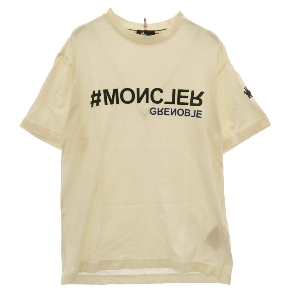 MONCLER モンクレール Tシャツ 23SS I10978C00005 83927 GRENOBLE グルノーブル T-SHIRT MANICA CORTA  ラバー ロゴ ヘビーウェイト 半袖 Tシャツ TEE ホワイト系 S【中古】
