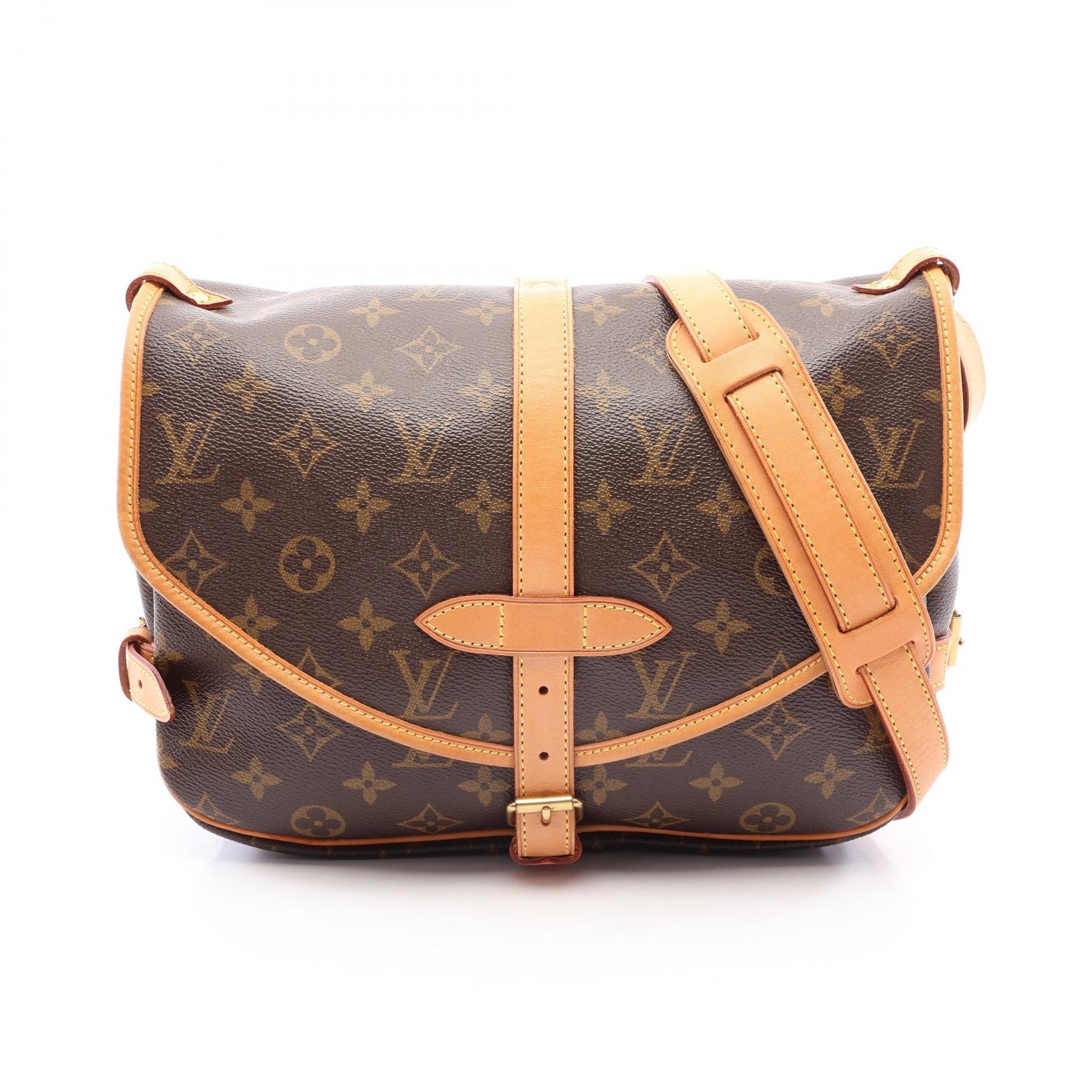 ルイ・ヴィトン LOUIS VUITTON ソミュール30 モノグラム ショルダーバッグ バッグ PVCコーティングキャンバス レザー レディース ブラウン系 M42256 【中古】