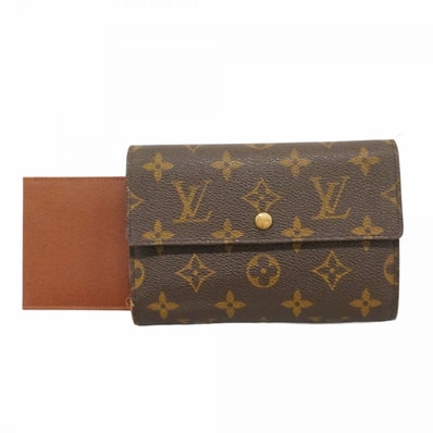 【6dd5081】ルイヴィトン 三つ折り財布 モノグラム ポルトトレゾールエテュイパピエ M61202 ブラウン【中古】レディース