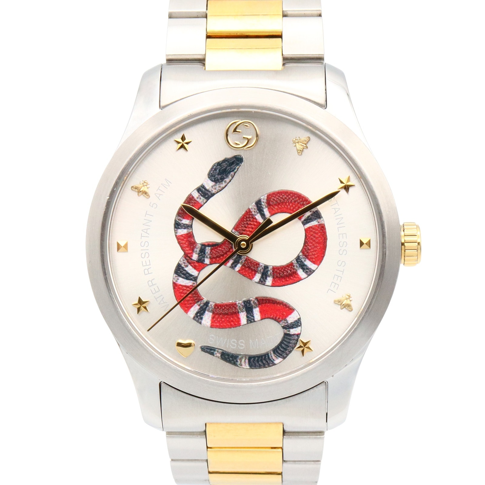 グッチ GUCCI Gタイムレス 腕時計 時計 GP(ゴールドメッキ) ステンレススチール ボーイズ シルバー系 126.4 【中古】