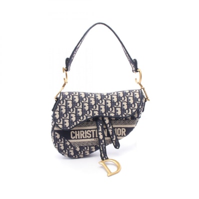 ディオール Dior SADDLE サドル オブリーク ハンドバッグ バッグ キャンバス レディース ネイビー系 / ベージュ系 【中古】