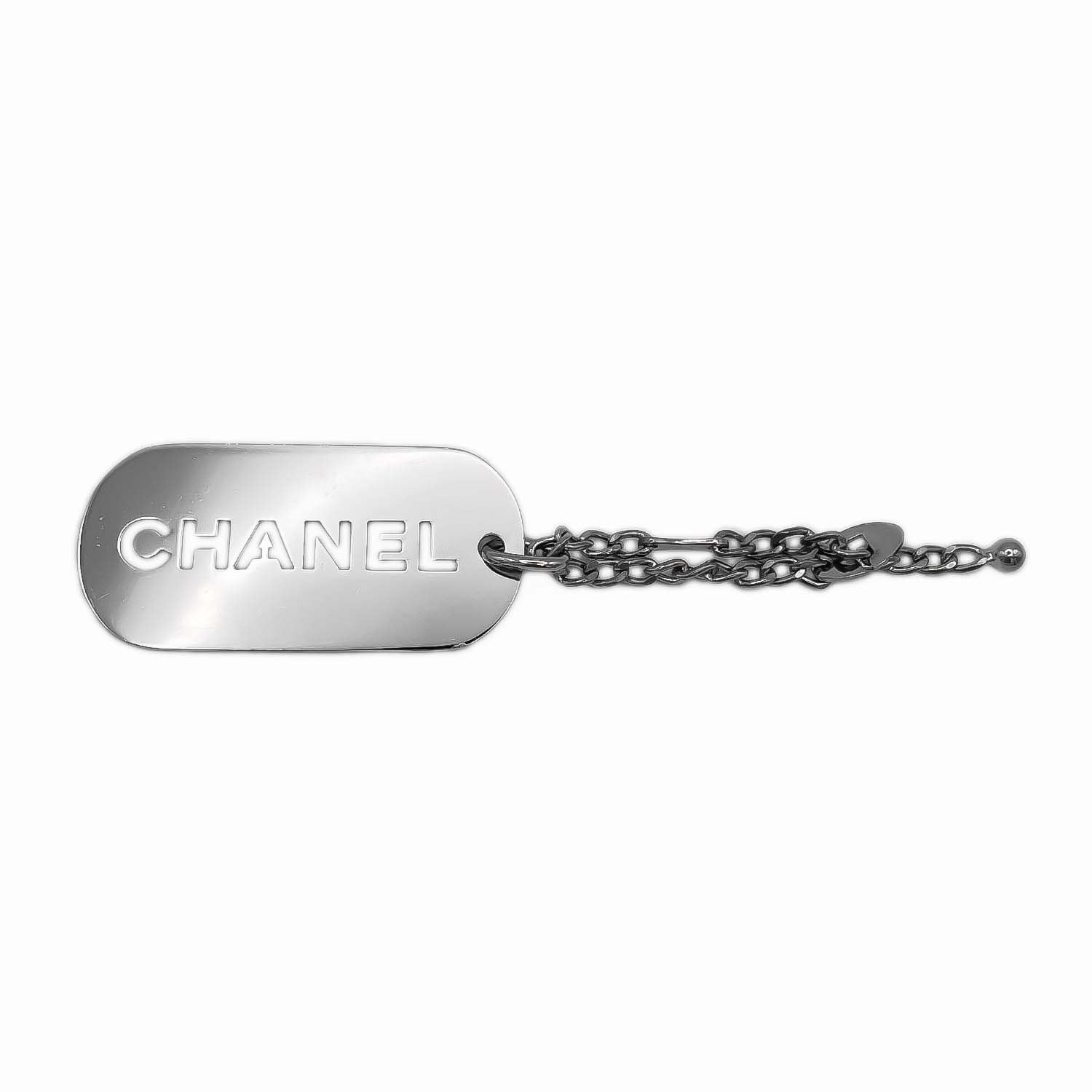 CHANEL シャネル バッグチャーム ドッグタグ ロゴ チャーム 04V メタル シルバー ユニセックス 【中古】