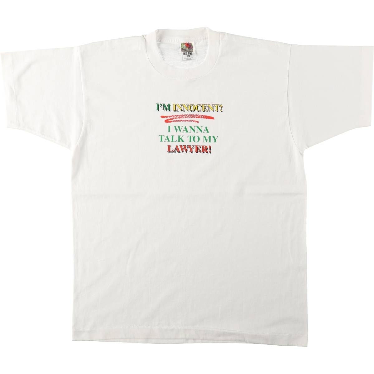 古着 90年代 フルーツオブザルーム FRUIT OF THE LOOM メッセージプリントTシャツ USA製 メンズL相当 ヴィンテージ/eaa661583