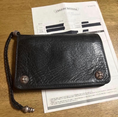 Chrome Hearts 2ZIP Cross Ball Button Leather Wallet "Black"