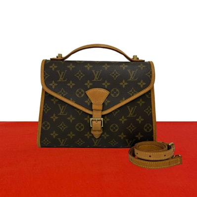 LOUIS VUITTON ルイヴィトン ベルエア モノグラム レザー PVC ショルダーバッグ ブラウン
194-8