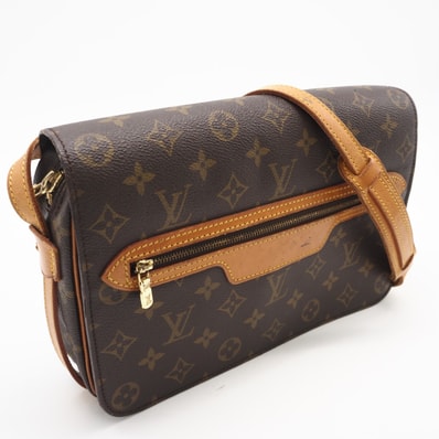 LOUIS VUITTON ルイ・ヴィトン モノグラム キャンバス サンジェルマン28 M51207 ショルダーバッグ ブラウン コーティングキャンバス レザー レディース