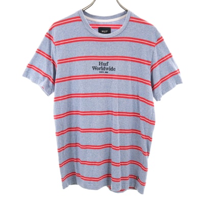 HUF ハフ ボーダー柄 半袖 Tシャツ M ブルー系