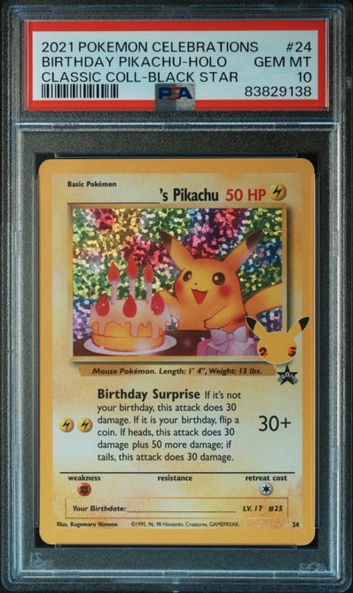_のピカチュウ(お誕生日ピカチュウ)【英語版】(ソード&シールド「セレブレーションズ」)