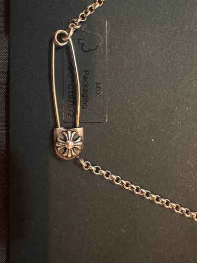 Chrome Hearts Safety Pin Roll Chain Necklace with Diamond "Silver"