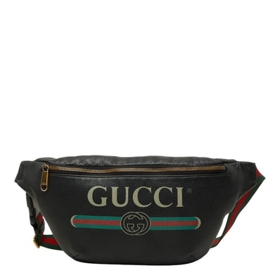 グッチ シェリーライン ボディバッグ ウエストポーチ 530412 ブラック レザー レディース GUCCI 中古