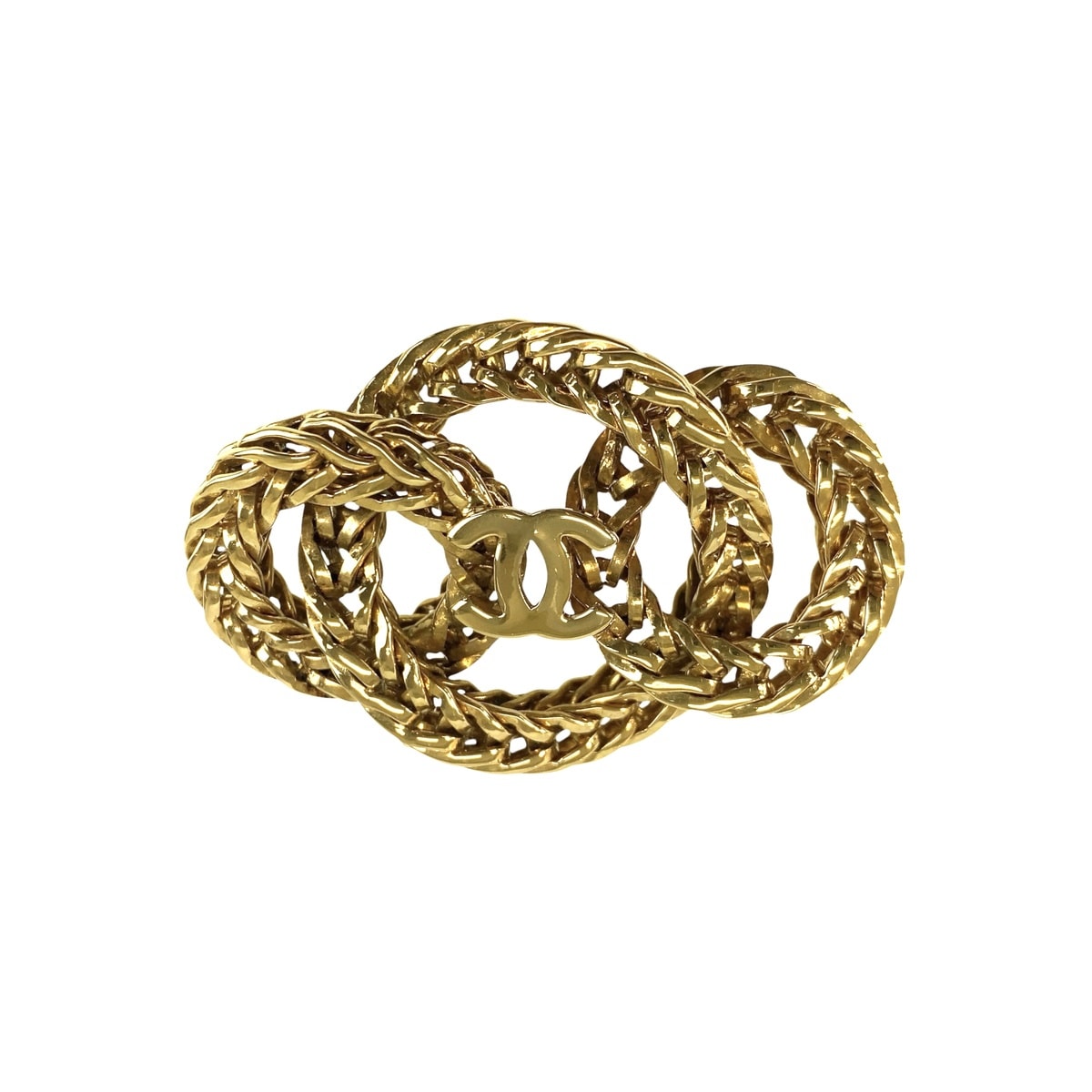 美品 CHANEL シャネル ヴィンテージ ココマーク ゴールド メタル ブローチ 1-0294733 【中古】