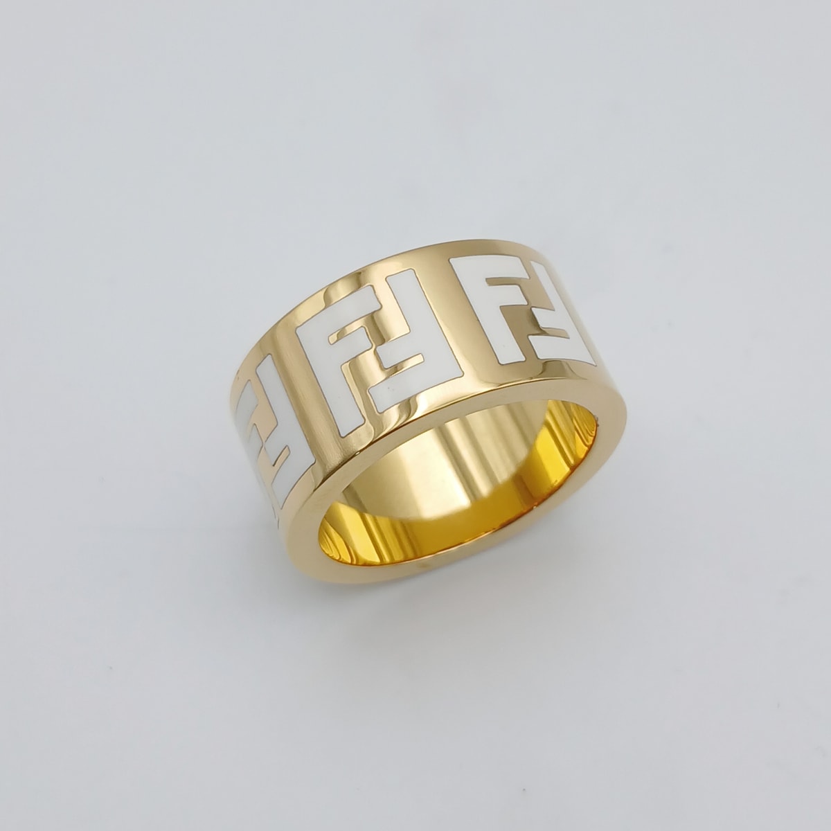 FENDI フェンディ フォーエバーフェンディリング リング 指輪 8AG945 TL9 F0RNG 真鍮 ゴールド ホワイト 13.5号 レディース【中古】