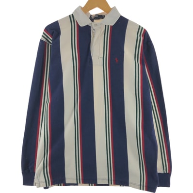 古着 90年代 ラルフローレン Ralph Lauren POLO by Ralph Lauren ストライプ柄 長袖 ラガーシャツ USA製 メンズL相当 ヴィンテージ/eaa547916
