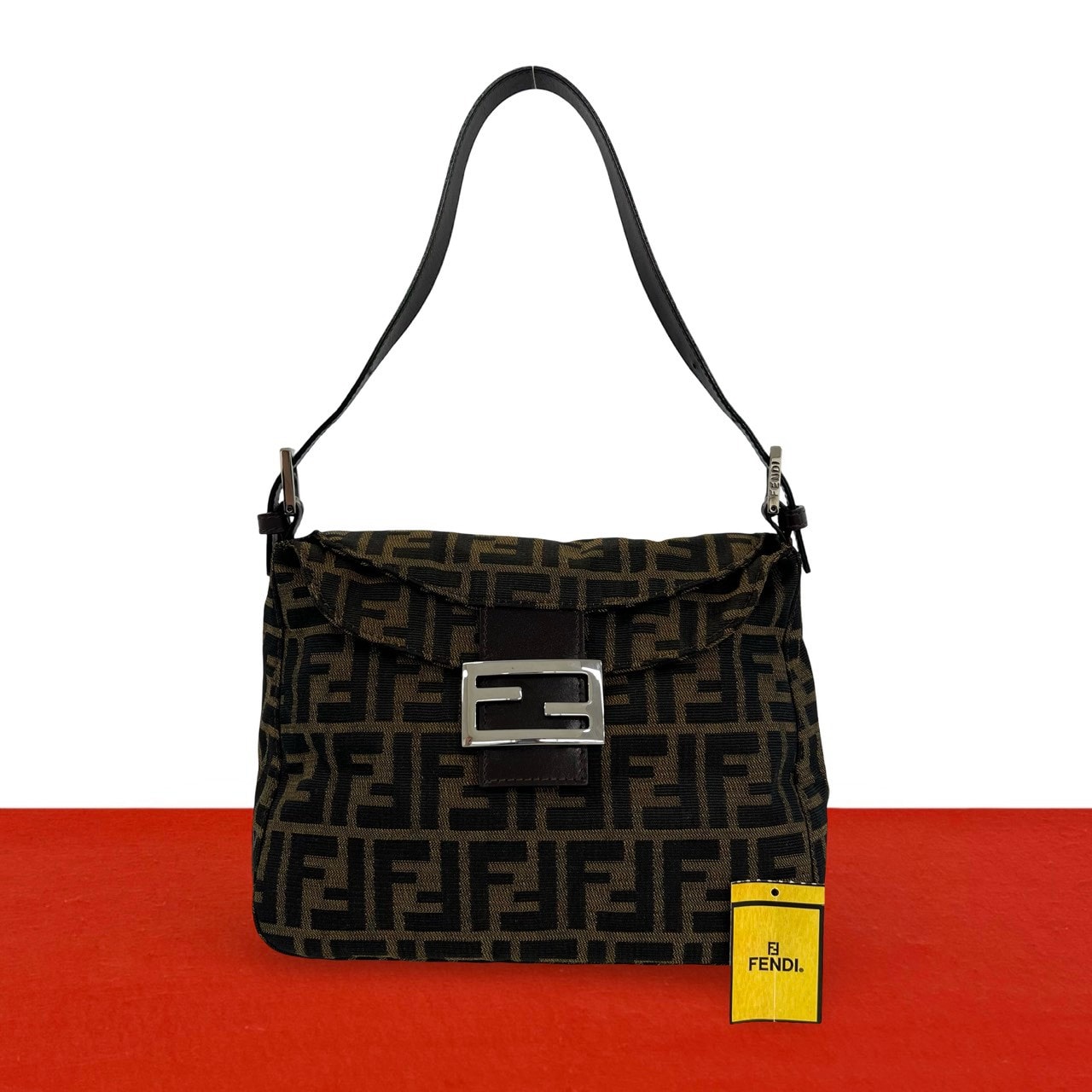 FENDI フェンディ ズッカ FF 柄 キャンバス レザー ショルダーバッグ ブラウン
34842