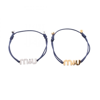ミュウ ミュウ Miu Miu ロゴ 2個セット ブレスレット アクセサリー ステンレススチール GP(ゴールドメッキ) コード レディース シルバー系 / ゴールド系 / ネイビー系 5IB784F05D0 【新品】