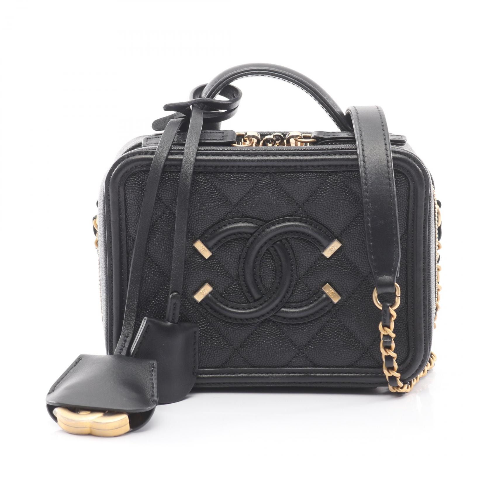 シャネル CHANEL CCフィグリー スモール バニティバッグ ショルダーバッグ バッグ レザー グレインドカーフレザー レディース ブラック系 A93342 【中古】