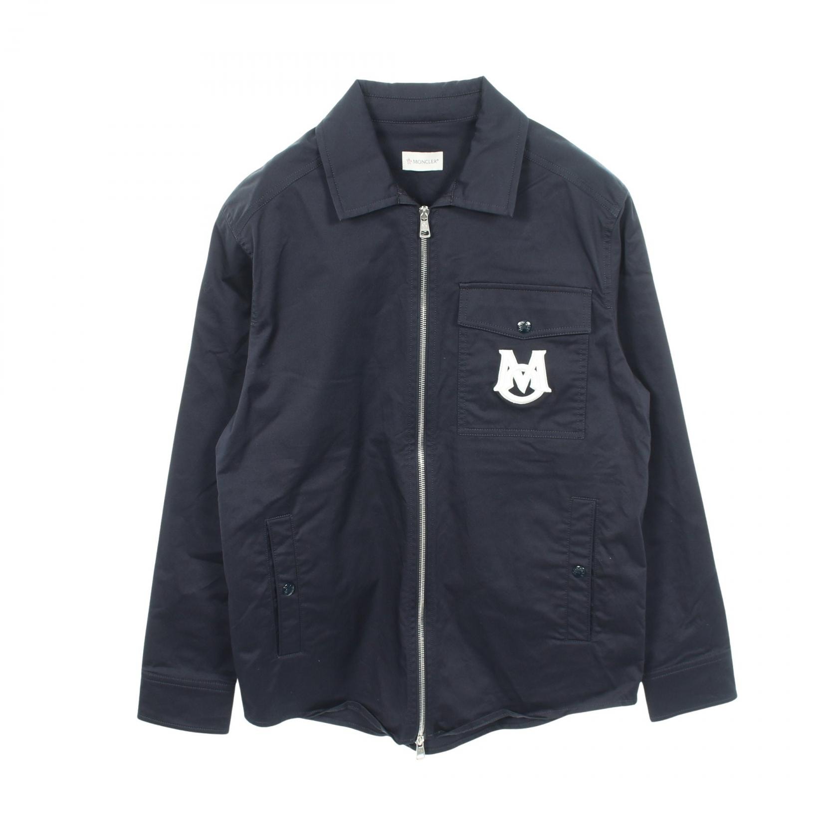モンクレール MONCLER ロゴ刺繍 ジップアップ シャツ 衣料品 アウター コットン レディース ネイビー系 2F00001 【中古】