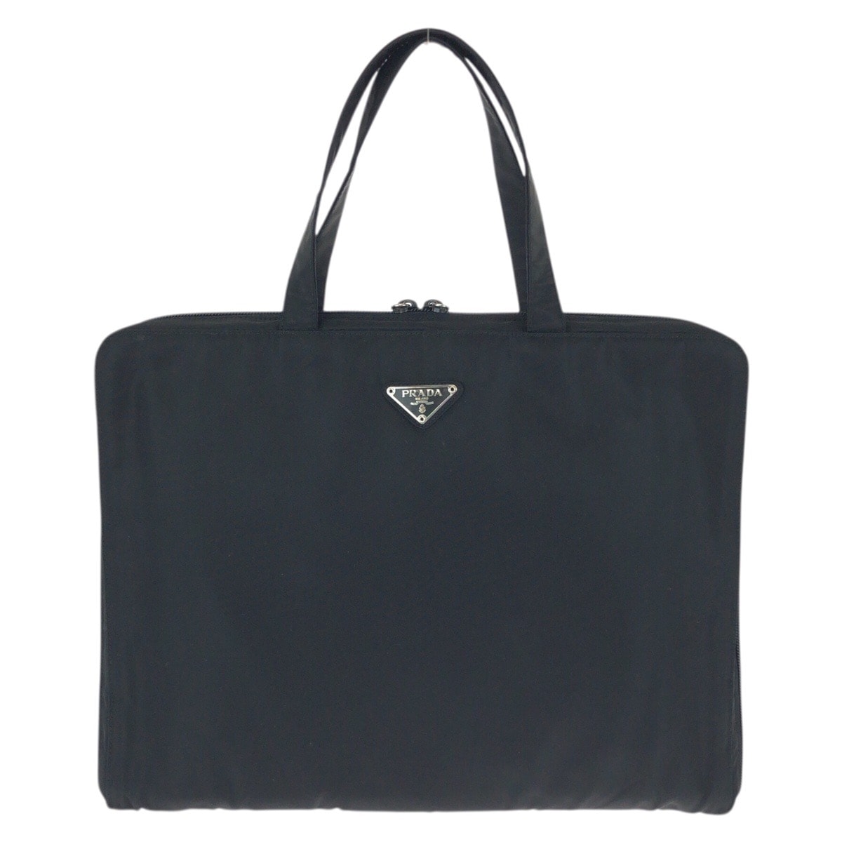 美品 PRADA プラダ テスート 三角ロゴプレート ブラック 黒 シルバー金具 ナイロン ビジネスバッグ ブリーフケース 601970 【中古】