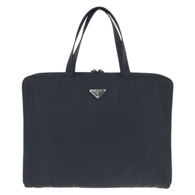 美品 PRADA プラダ テスート 三角ロゴプレート ブラック 黒 シルバー金具 ナイロン ビジネスバッグ ブリーフケース 601970 【中古】