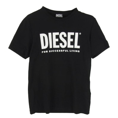 DIESEL ディーゼル T-DIEGOS-ECOLOGO ロゴ 半袖 Tシャツ ショートスリーブ カットソー ブラック系 S【中古】