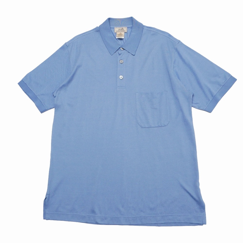 HERMES エルメス ポロシャツ サイズXL Hロゴ 鹿の子 半袖シャツ イタリア製 ブランド古着【中古】20260408/RA8934