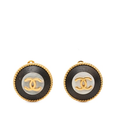 シャネル ココマーク ヴィンテージ ラウンド イヤリング ゴールド ブラック メッキ レディース CHANEL 【中古】