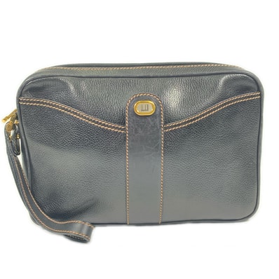 Dunhill ダンヒル セカンドバッグ バッグ レザーセカンドバッグ ブラック ゴールド レザー ファッション ファッション小物 小物 アイテム メンズ