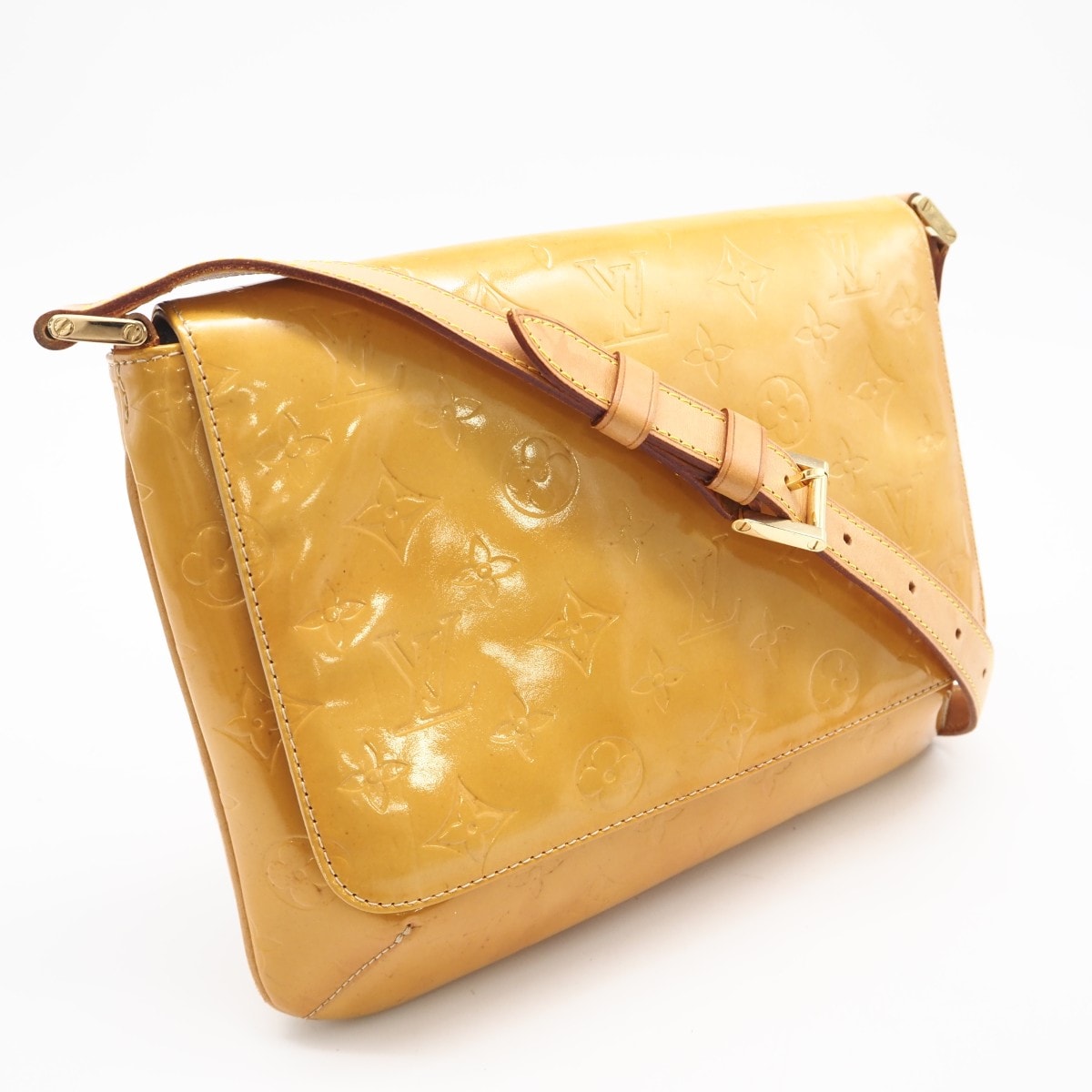 LOUIS VUITTON ルイ・ヴィトン モノグラム ヴェルニ トンプソンストリート ライムイエロー M91008 ショルダーバッグ イエロー カーフレザー レディース
