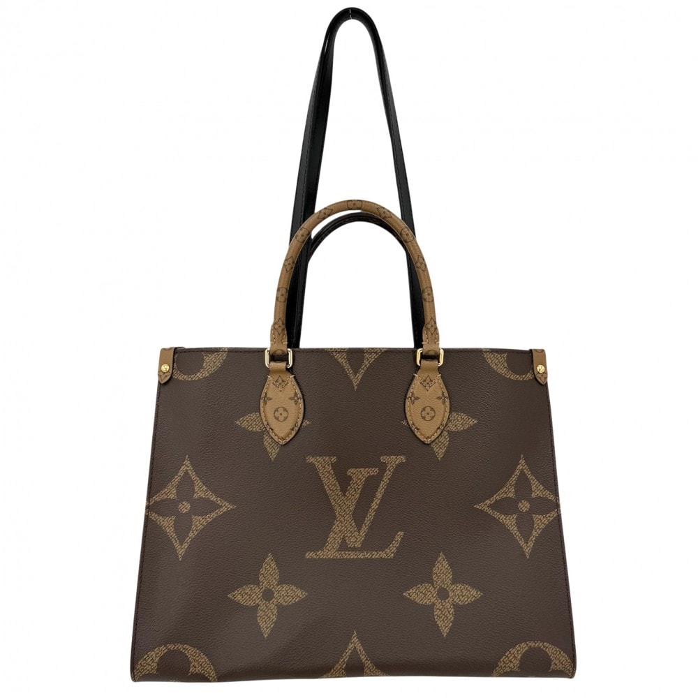 LOUIS VUITTON ルイヴィトン 2WAY オンザゴーMM ハンドバッグ トートバッグ 肩掛け M45321  モノグラムジャイアント  モノグラム・リバース  ブラウン 茶 ゴールド金具 レディース 美品【中古品】