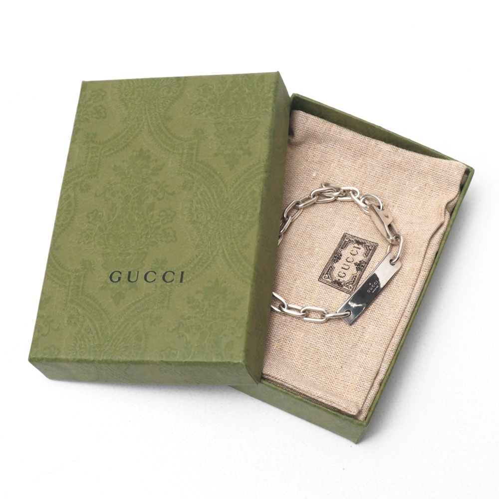 GUCCI グッチ ブレスレット シルバー925 ロゴ プレート ブランド古着【中古】20260915/RB0760