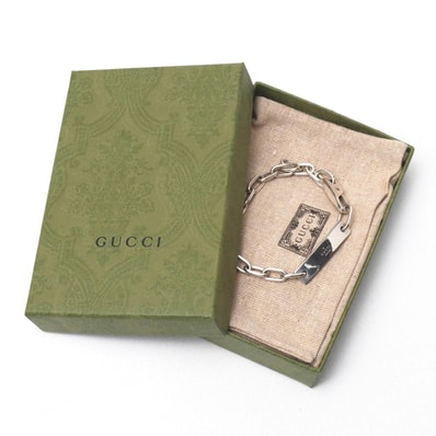 GUCCI グッチ ブレスレット シルバー925 ロゴ プレート ブランド古着【中古】20260915/RB0760