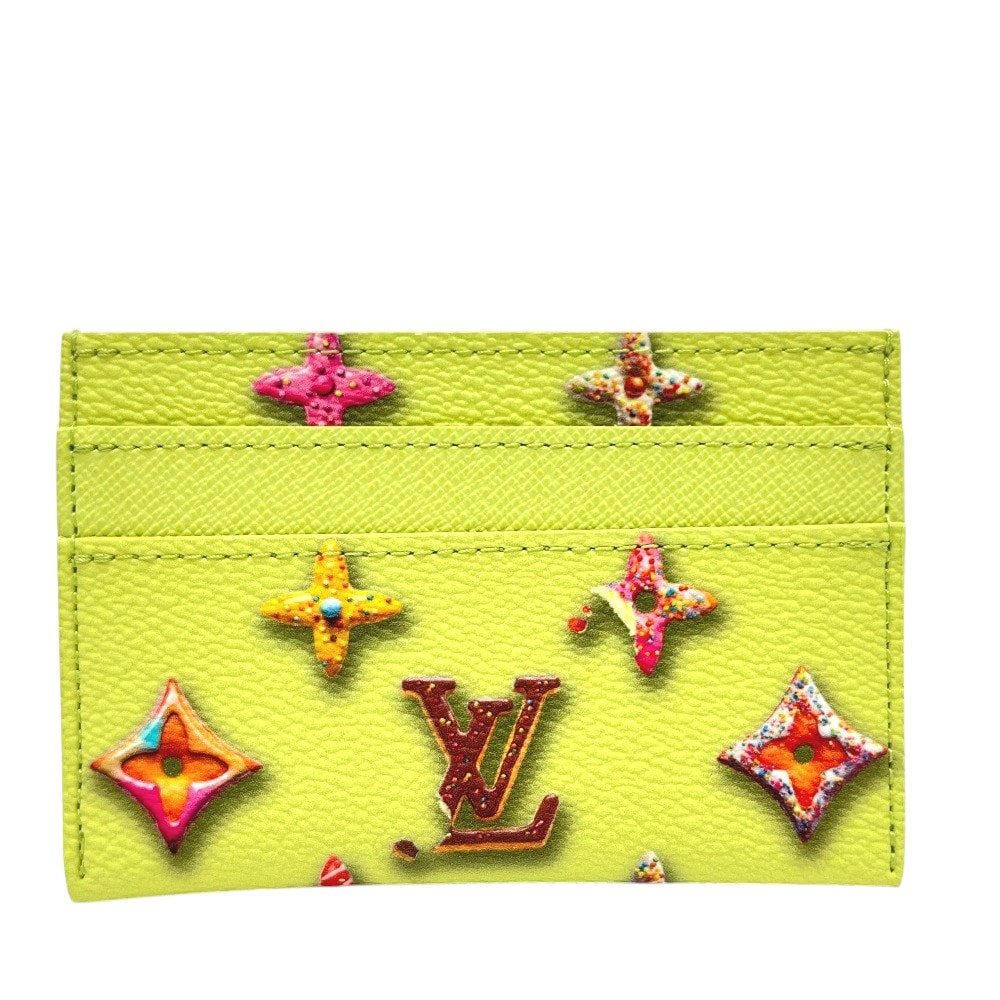 ルイヴィトン LOUIS VUITTON ポルト カルト・ダブル M28046 LV × TM 村上隆コラボ  モノグラム・ドーナツ キャンバス カードケース レザー ピスタチオグリーン 新品