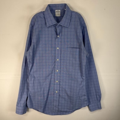 古着 ブルックスブラザーズ Brooks Brothers 長袖シャツ カラーステイ 胸ポケ EXTRA SLIM FIT L ブルー系 チェック メンズ