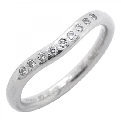 【6jdb0408-07】ティファニー リング カーブドバンド Pt950 プラチナ ダイヤモンド 5号【中古】レディース