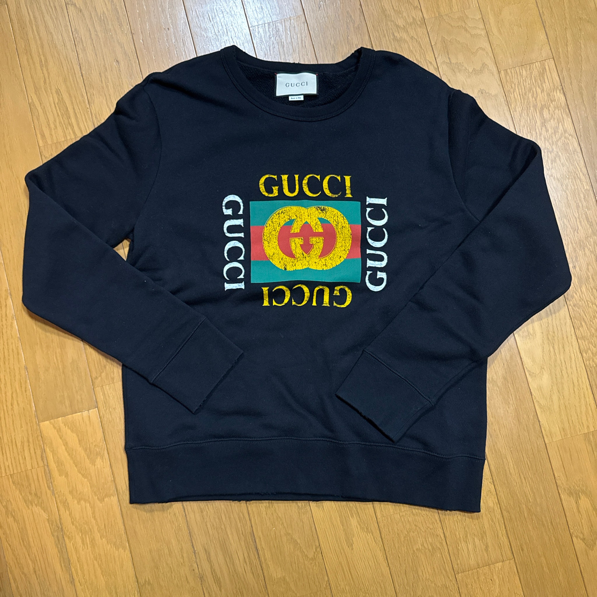GUCCI Vintage Logo Cotton Sweatshirt "Black"