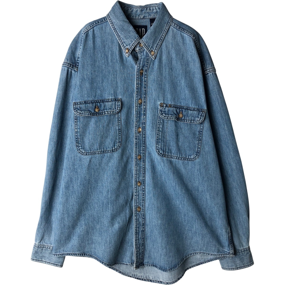 古着 90年代 ギャップ GAP オールドギャップ 長袖 ボタンダウンデニムシャツ カナダ製 メンズL相当 ヴィンテージ/eaa628934