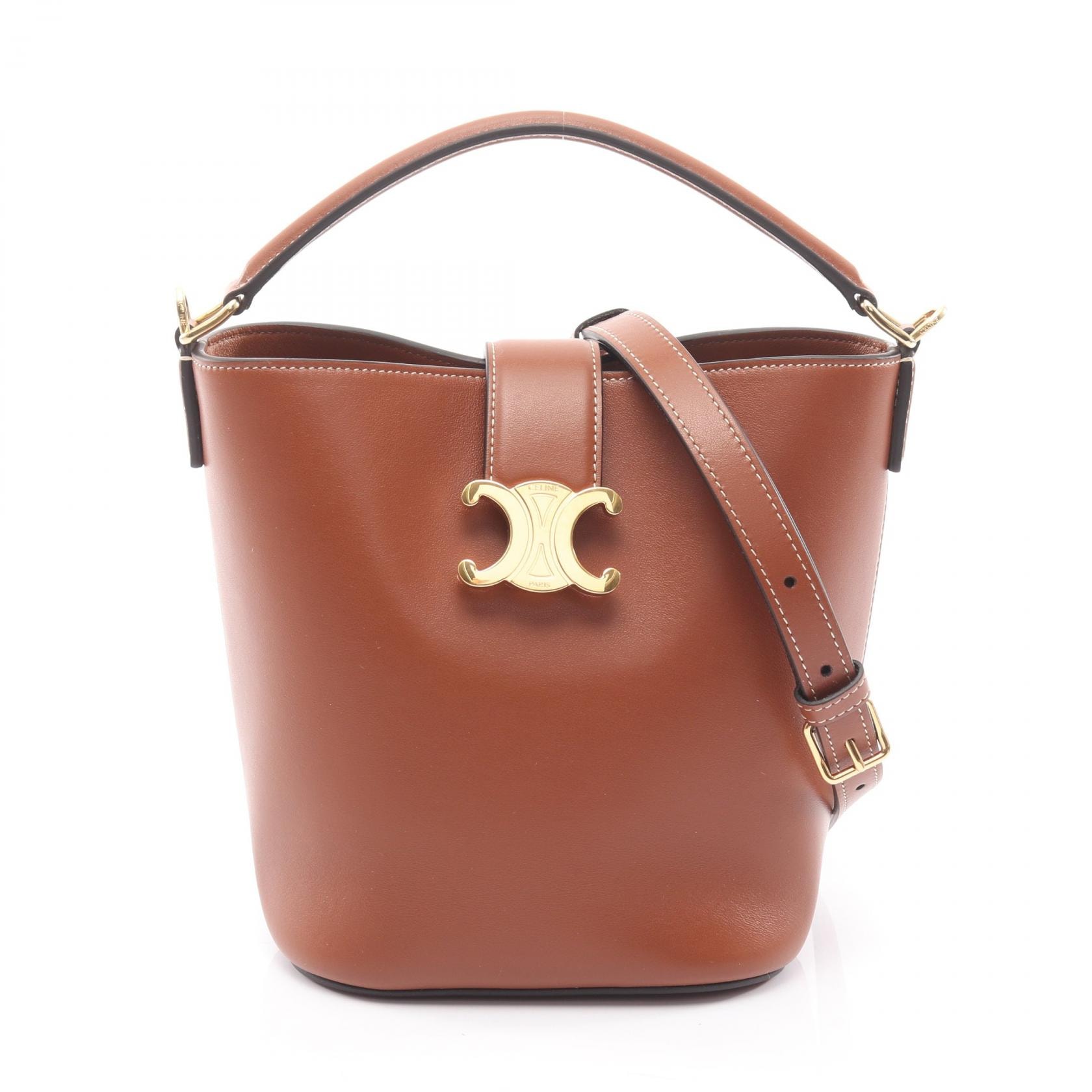 セリーヌ CELINE スモール バケット ルイーズ ハンドバッグ バッグ レザー レディース ブラウン系 119173FX904LU 【新品】