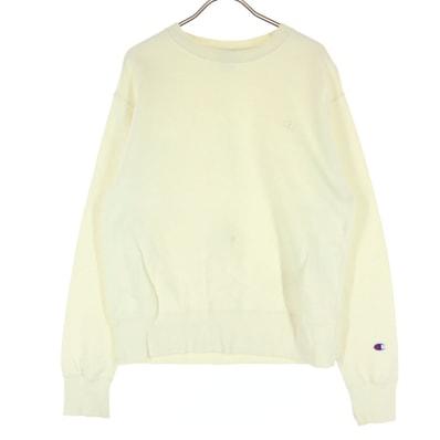 Champion チャンピオン ロゴワッペン 長袖 クルーネック 裏起毛 スウェット M ホワイト