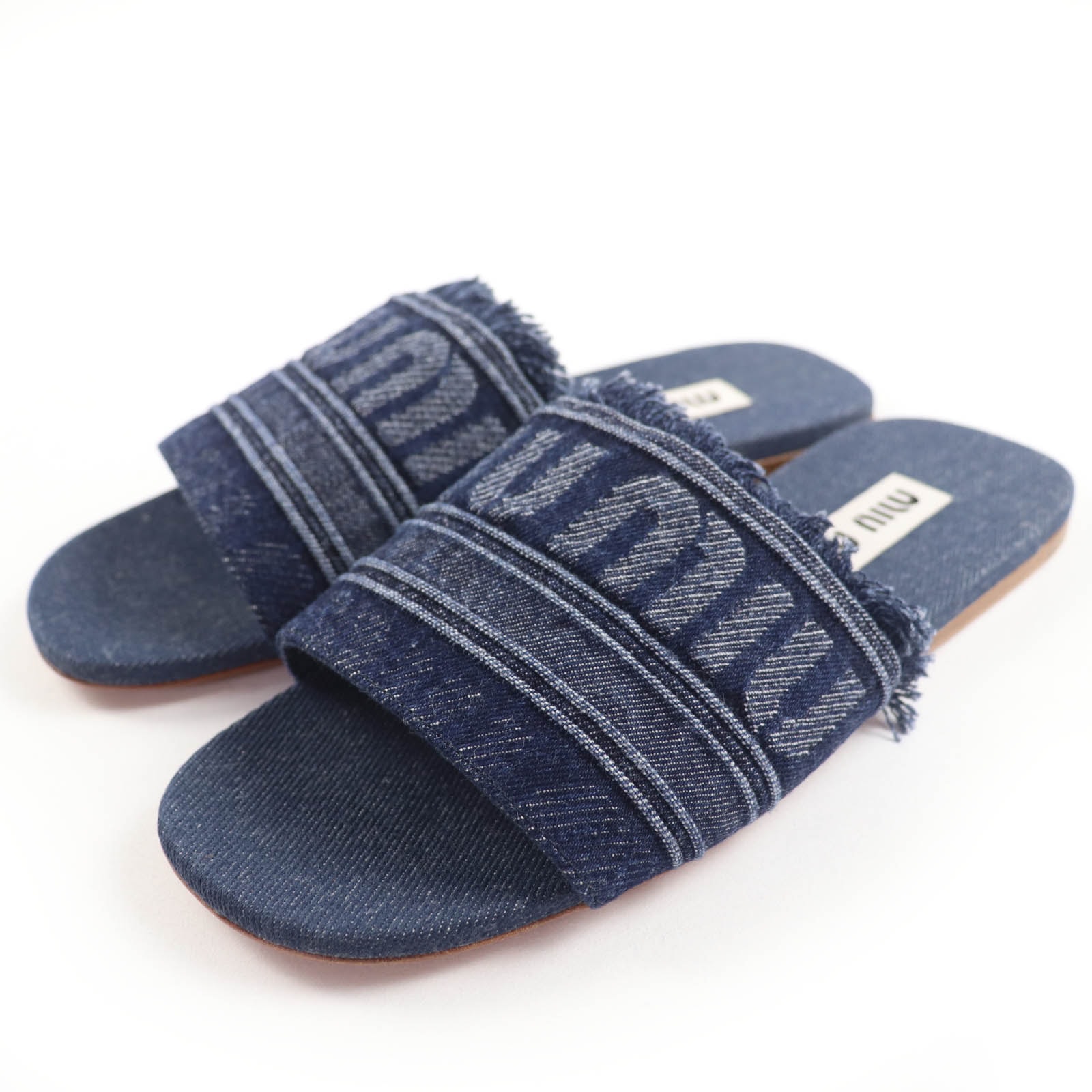 極美品 ミュウミュウ サンダル インディゴ レディース 36.5 5XX554