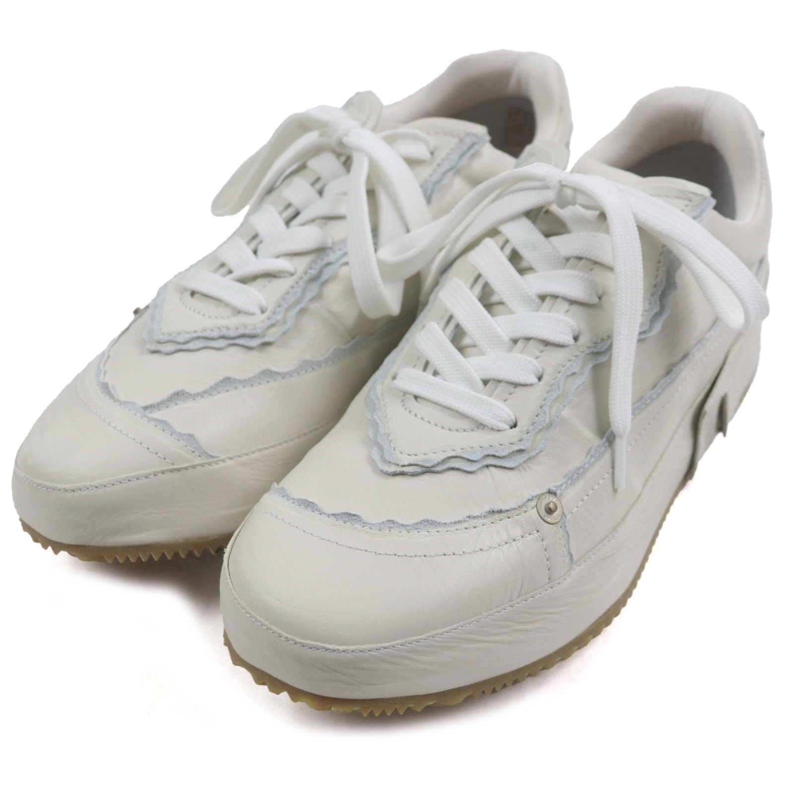 極美品 ロエベ
 スニーカー デコンストラクテッド ホワイト ライトブルー メンズ 40 592301