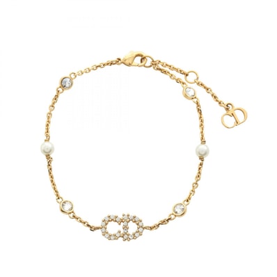 ディオール Dior CDロゴ ブレスレット アクセサリー GP(ゴールドメッキ) フェイクパール / ラインストーン レディース ゴールド系 / ホワイト系 / クリア系 【中古】