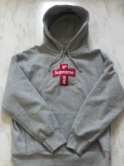 Supreme Cross Box Logo Hooded Sweatshirt "Grey"