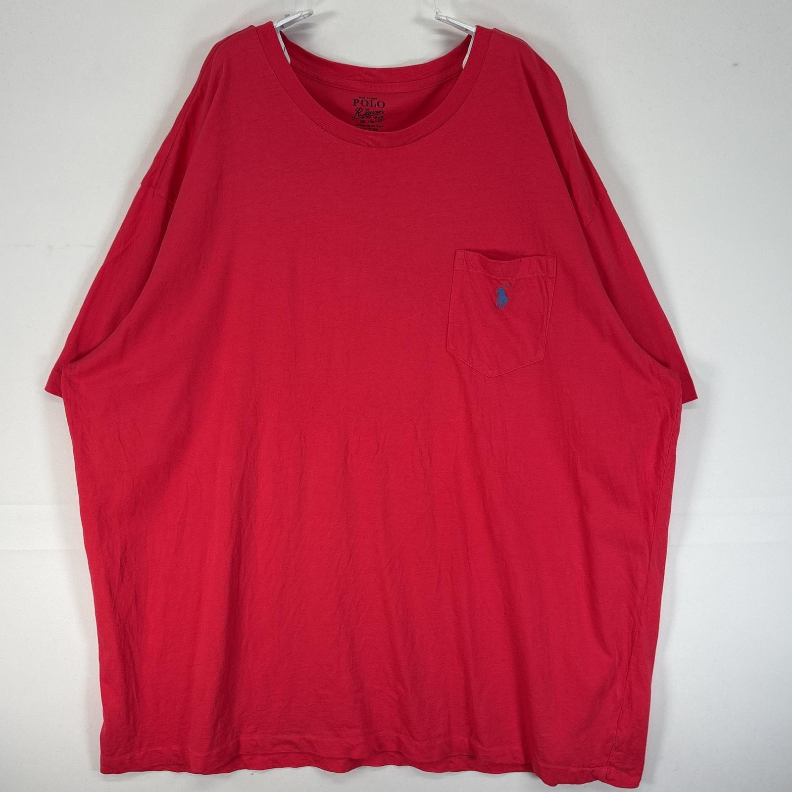 古着 ポロ・ラルフローレン POLO RALPH LAUREN 半袖Tシャツ ロゴ 刺繍 大きいサイズ シングルステッチ 14041  ピンク 無地 メンズ