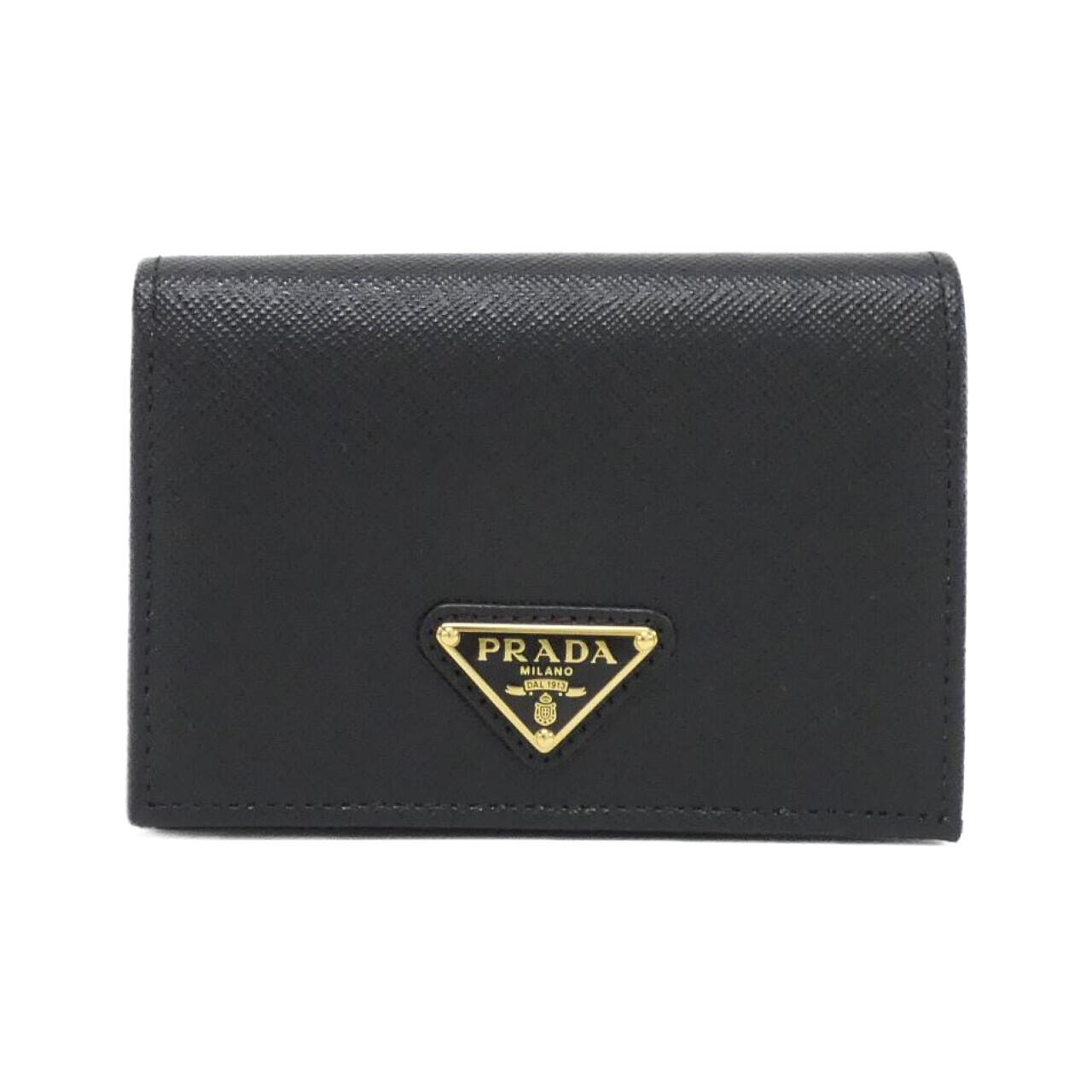 PRADA Saffiano Leather Triangle Logo Wallet "Black"