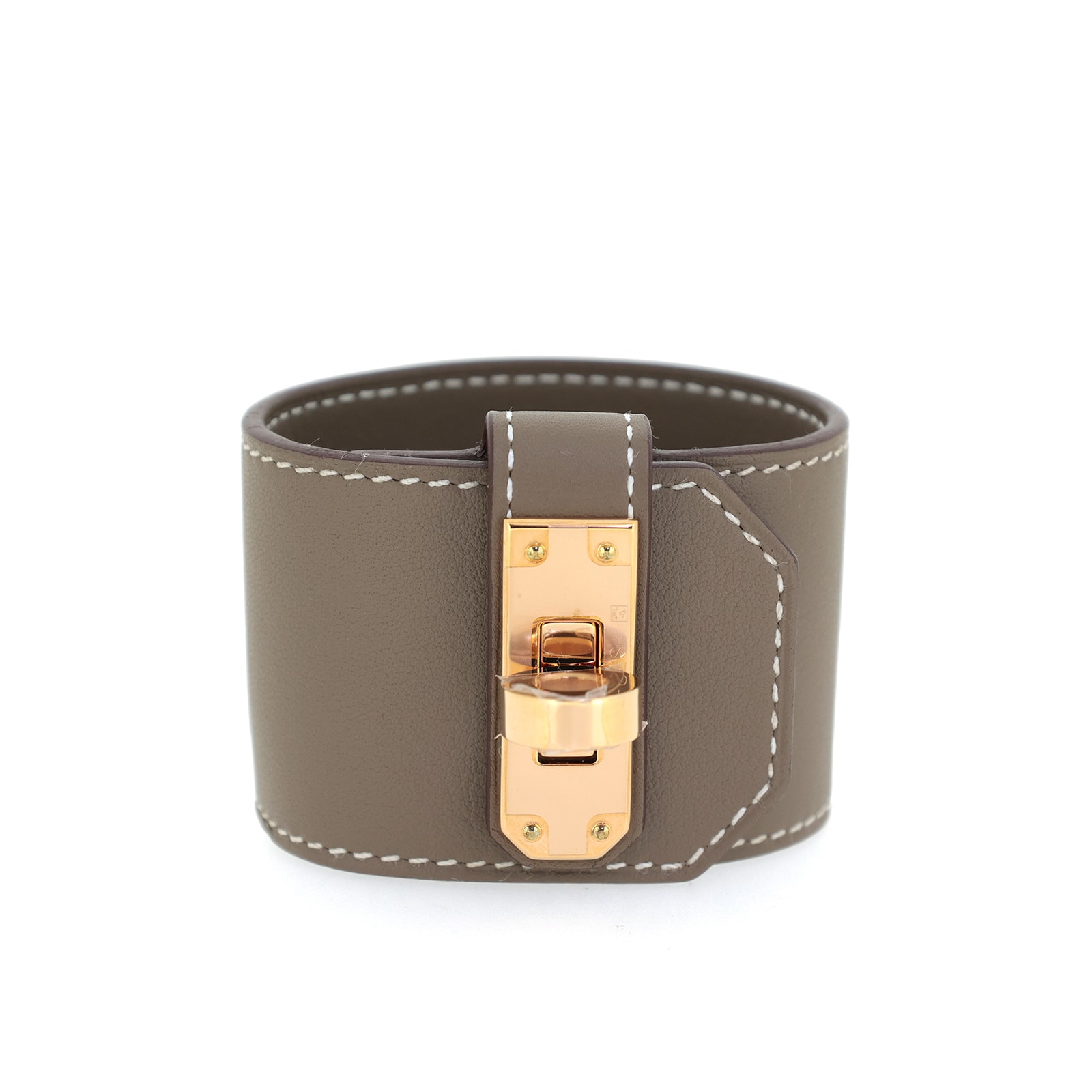 未使用 展示品 HERMES エルメス  ケリーツイスト GM エトゥープ ピンクゴールド金具  B刻印 T1  ベージュ  レディース ブレスレット