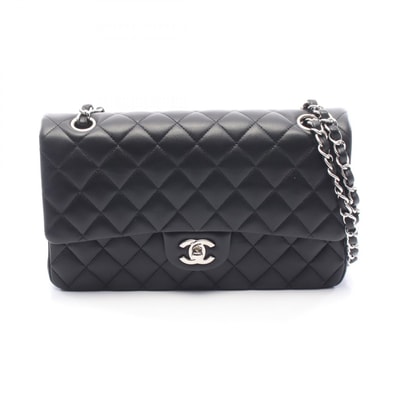 シャネル CHANEL マトラッセ Wフラップ ショルダーバッグ バッグ ラムスキン(羊革) レディース ブラック系 【中古】