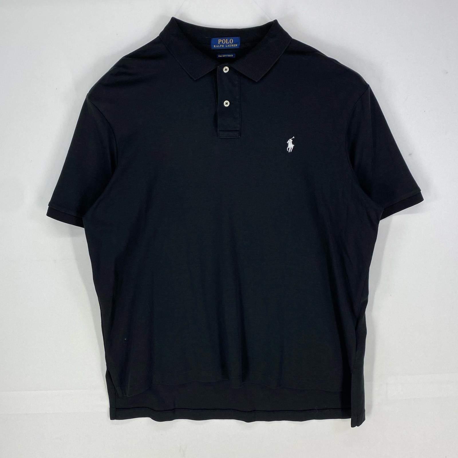 古着 ポロ・ラルフローレン POLO RALPH LAUREN 半袖シャツ ワンポイント ポロシャツ ロゴ刺繍 ブラック系 メンズ