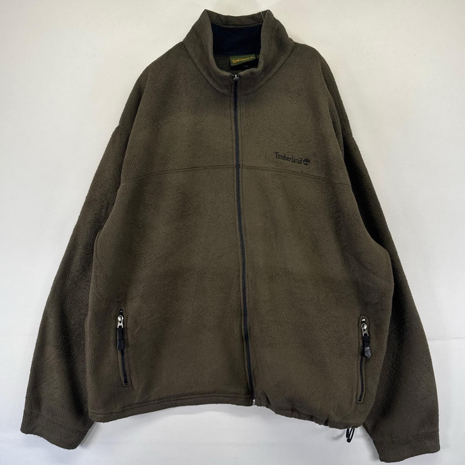 古着 ティンバーランド Timberland ジャケット フルジップ フリースライナー ワンポ 大きいサイズ XL  グリーン系 メンズ