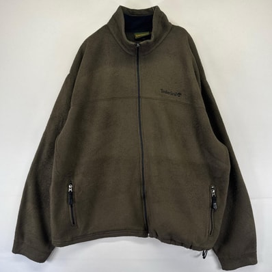 古着 ティンバーランド Timberland ジャケット フルジップ フリースライナー ワンポ 大きいサイズ XL グリーン系 メンズ